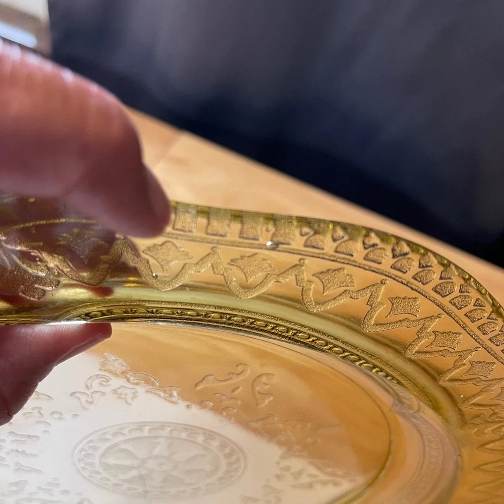 Vintage 1930's Federal Glass Patrician Spoke Dinner Plate Yellow Depression